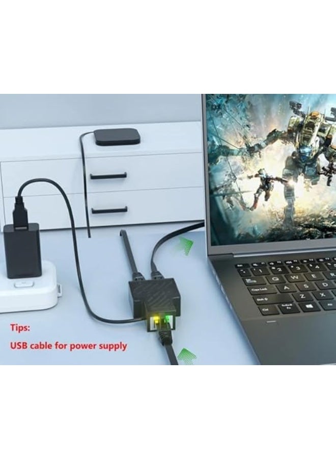 موزع شبكة RJ45 إيثرنت 1 إلى 2 – بمدخلين لتوصيل مزدوج، سرعة عالية 100 ميجابت/ث، مزود بمنفذ USB - Image 2