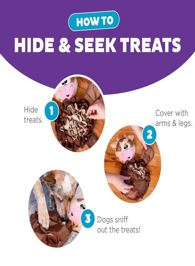 Outward Hound by Nina Ottosson Snuffle Palz Plush Snuffle Mat Dog Treat Puzzle, Non-Slip, Brown, Cow, Large - Image 4