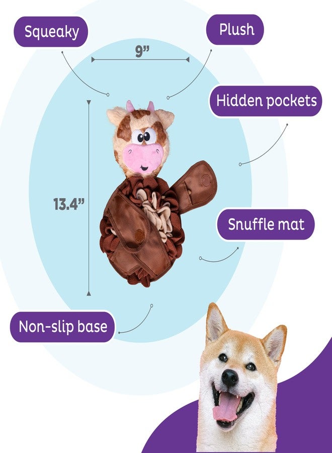 Outward Hound by Nina Ottosson Snuffle Palz Plush Snuffle Mat Dog Treat Puzzle, Non-Slip, Brown, Cow, Large - Image 3