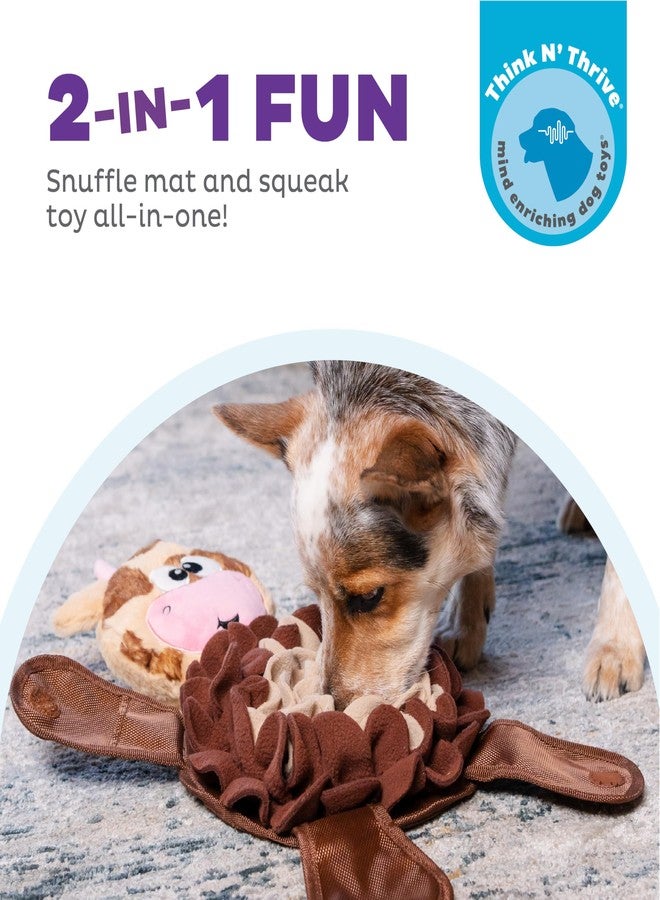 Outward Hound by Nina Ottosson Snuffle Palz Plush Snuffle Mat Dog Treat Puzzle, Non-Slip, Brown, Cow, Large - Image 2