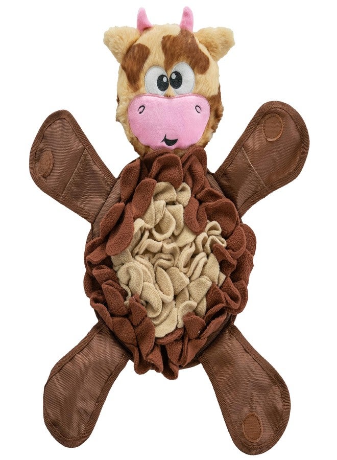 Outward Hound by Nina Ottosson Snuffle Palz Plush Snuffle Mat Dog Treat Puzzle, Non-Slip, Brown, Cow, Large - Image 1
