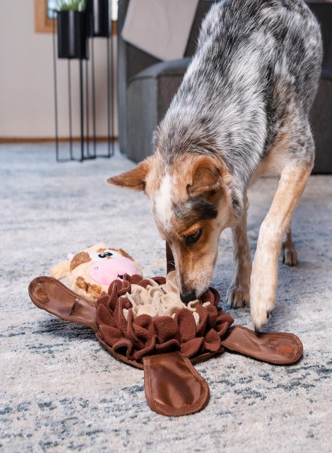 Outward Hound by Nina Ottosson Snuffle Palz Plush Snuffle Mat Dog Treat Puzzle, Non-Slip, Brown, Cow, Large - Image 5