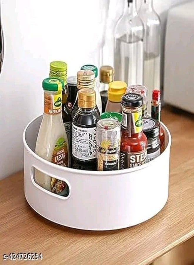 ECODEX 360° Rotating Kitchen Organizer Tray Lazy Susan Rack Multi-Purpose Kitchen Storage Revolving Tray Cosmetic Organizer Rotating Tray Lazy Susan for Kitchen Cabinet Spice Rack - Image 2