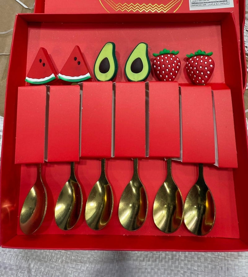6-piece serving spoon set with fun fruit designs – perfect for drinks and desserts - Image 2