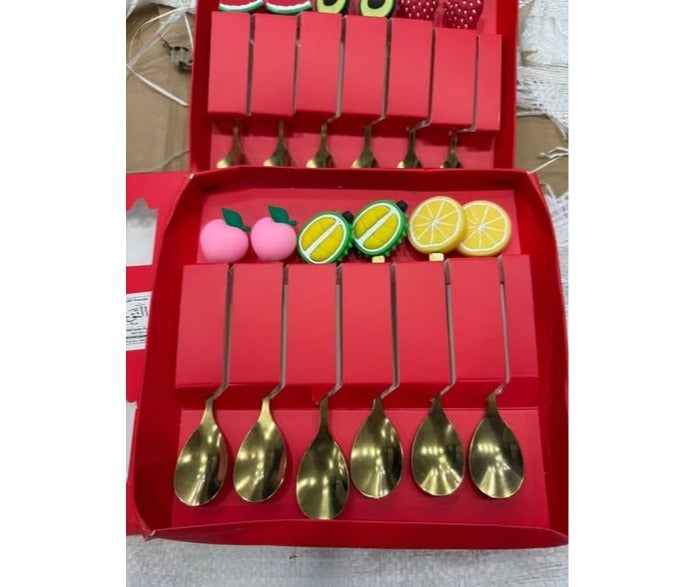6-piece serving spoon set with fun fruit designs – perfect for drinks and desserts - Image 3