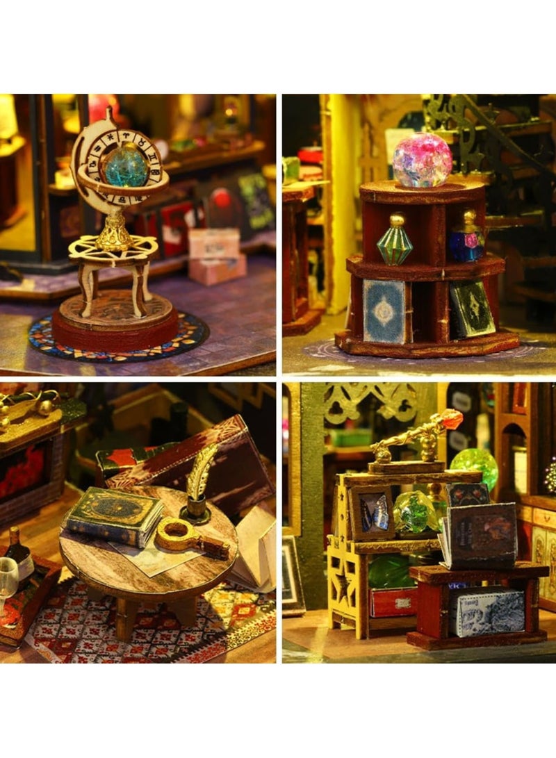 عام طقم بيت مصغر يدوي ماجيك، محل خشبي ماجيك لبيت الدمية مع أثاث، لغز قلعة ماجيك للهدايا الإبداعية للأطفال والمراهقين في عيد ميلادهم - Image 3