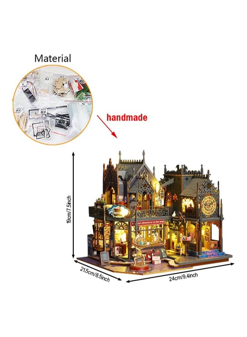 عام طقم بيت مصغر يدوي ماجيك، محل خشبي ماجيك لبيت الدمية مع أثاث، لغز قلعة ماجيك للهدايا الإبداعية للأطفال والمراهقين في عيد ميلادهم - Image 5