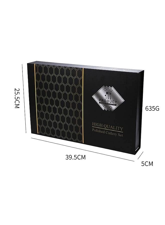 PROMASS Pieces Silverware Flatware Set with Gift Box, Stainless Steel Utensils Service set for 6, Mirror Polished Cutlery Set,Dishwasher Safe Knife Fork Spoon Tableware set (Black) - Image 4