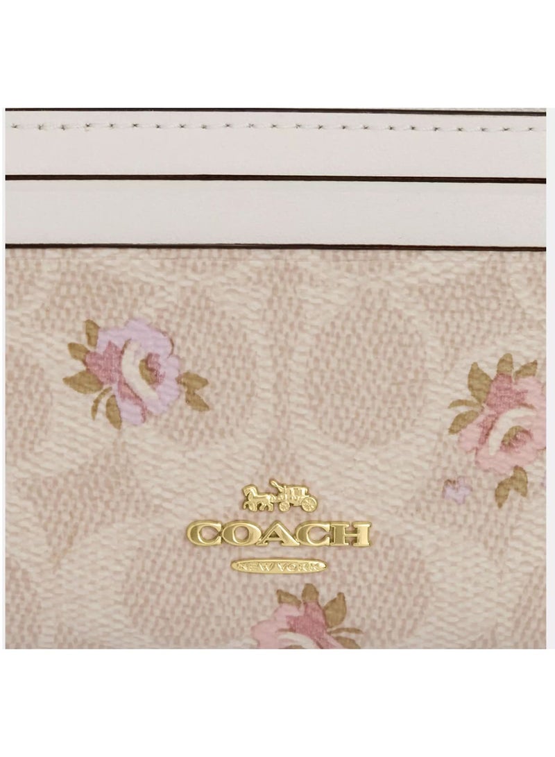 coachoutlet COACH Women's Signature Card Holder CAR16 - Gold/Sand Multi - Image 3