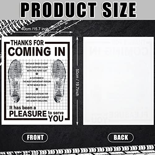 Woanger 800 Pcs Bulk Disposable Car Paper Floor Mats Automotive Floor Mats Brown Kraft Paper Floor Mats for Cars Vehicles Printed with Cute Footprint and Words for Car Dealerships 20 x 16 Inch (White) - Image 2