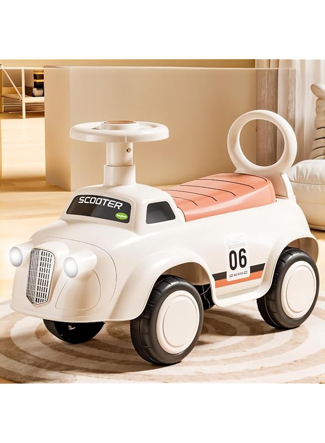 BAYBEE Wiggle Baby Ride On Car For Kids Ride On Car With Lights Music & Storage Space | Kids Push Car For Baby | Push Ride On Car For Toddlers 1 To 3 Years (White) - Image 1
