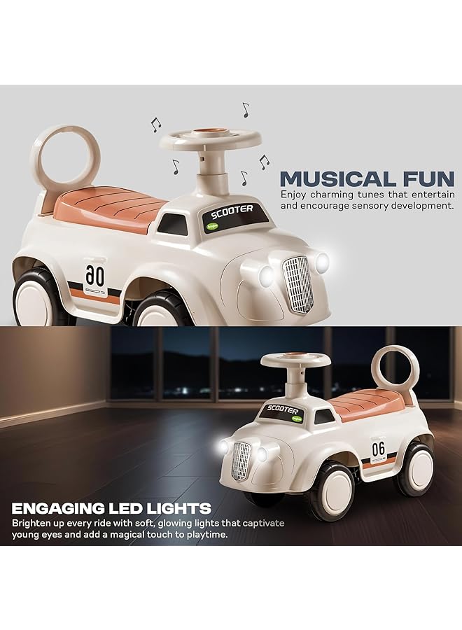 BAYBEE Wiggle Baby Ride On Car For Kids Ride On Car With Lights Music & Storage Space | Kids Push Car For Baby | Push Ride On Car For Toddlers 1 To 3 Years (White) - Image 4