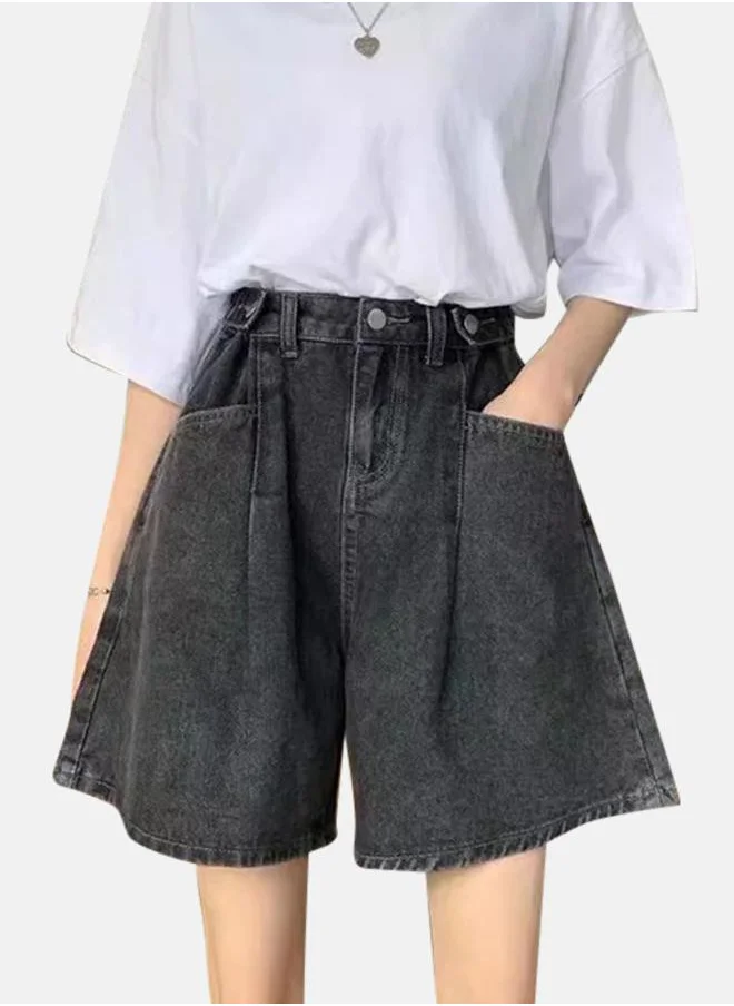 يونيكي Black High-Rise Denim Shorts