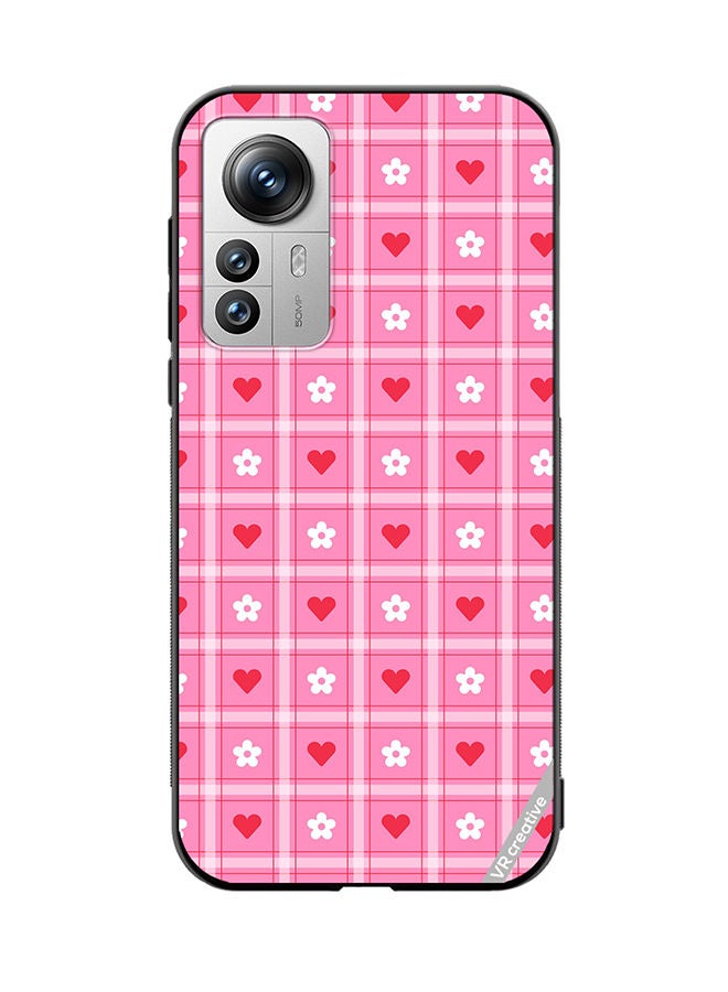 VR CREATIVE Protective Case Cover For Xiaomi 12 Pro Cute Heart Love Daisy Flower Red Pink Design Multicolour - Image 1