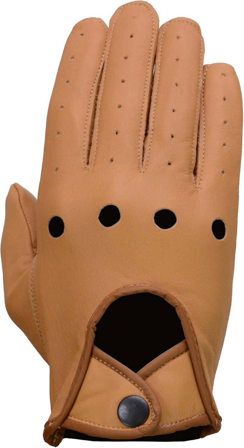Milwaukee Leather قفازات ميلووكي ليدر MG7507 للرجال بلون رمادي من الجلد المثقب كاملة الأصابع لركوب الدراجات النارية مع تهوية "مفصل مفتوح" - Image 4