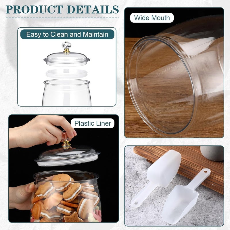 Nuogo 4 Pcs Plastic Candy and Cookie Jars with Lids Clear Cookie Container Candy Jars Large Airtight Apothecary Storage Organization for Wedding Home Kitchen Bar(64 oz) - Image 4