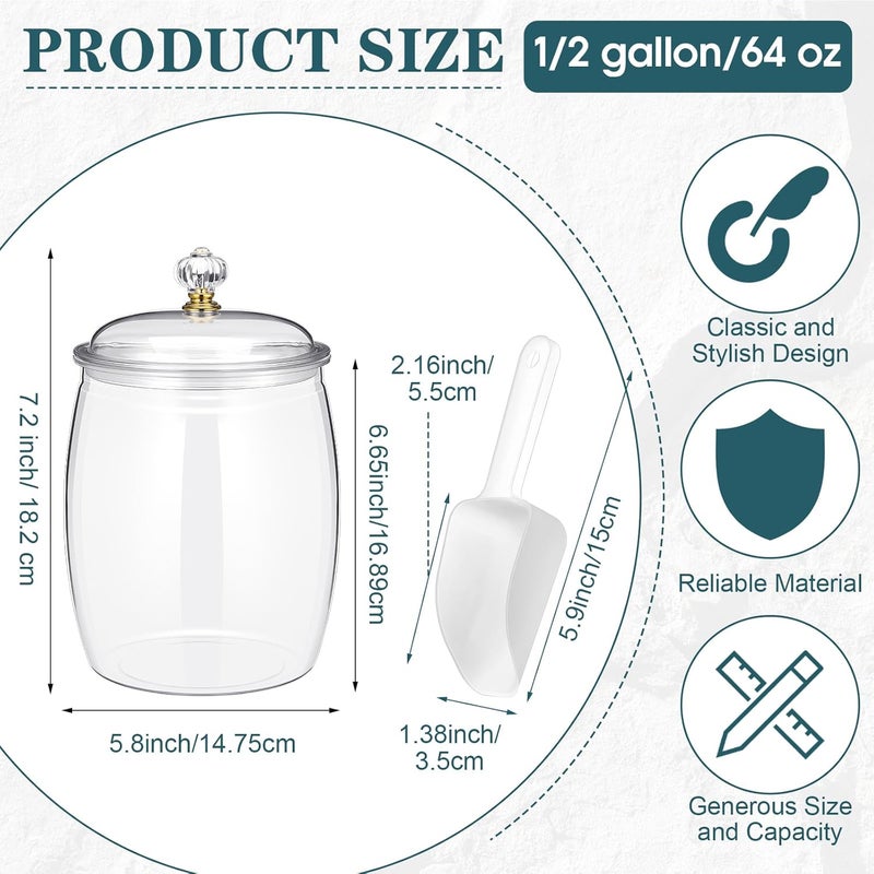 Nuogo 4 Pcs Plastic Candy and Cookie Jars with Lids Clear Cookie Container Candy Jars Large Airtight Apothecary Storage Organization for Wedding Home Kitchen Bar(64 oz) - Image 2