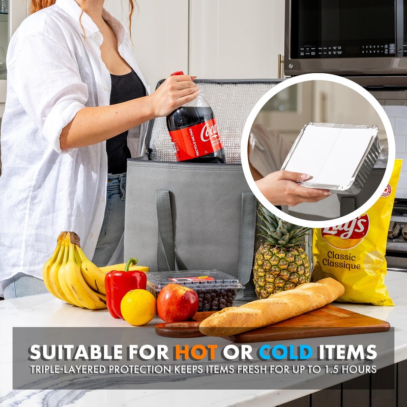 Carrywell (Not Made In China) Insulated Reusable Grocery Bags, Catering and Delivery Bag For Hot and Cold Food, Collapsible Thermal Tote For Doordash - Image 5