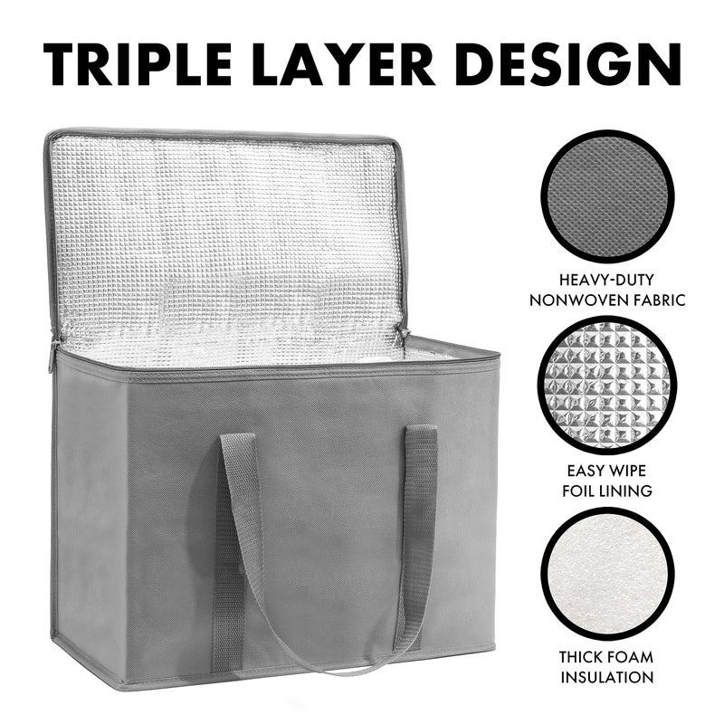 Carrywell (Not Made In China) Insulated Reusable Grocery Bags, Catering and Delivery Bag For Hot and Cold Food, Collapsible Thermal Tote For Doordash - Image 2