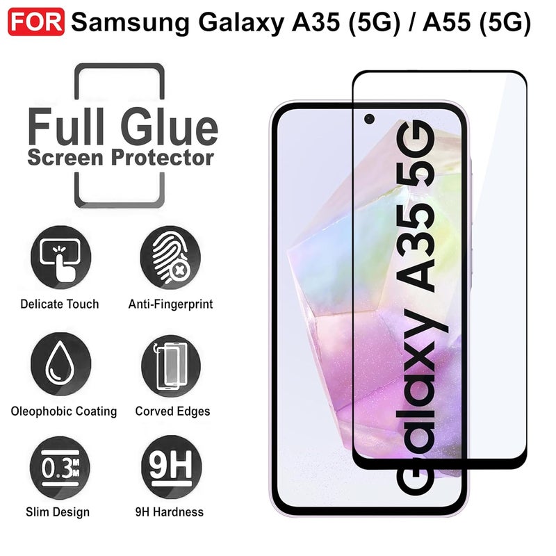 Cedo Tempered Glass for Samsung Galaxy A35 (5G) / A55 (5G) | Screen Protector Full HD Quality Tempered Glass Anti-Scratch Edge to Edge Coverage with Easy Installation Kit (Black) - Image 4
