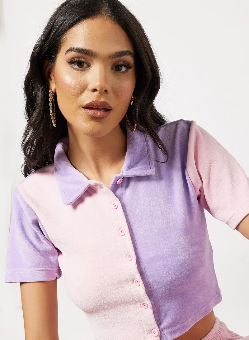 Daisy Street Split Crop Shirt