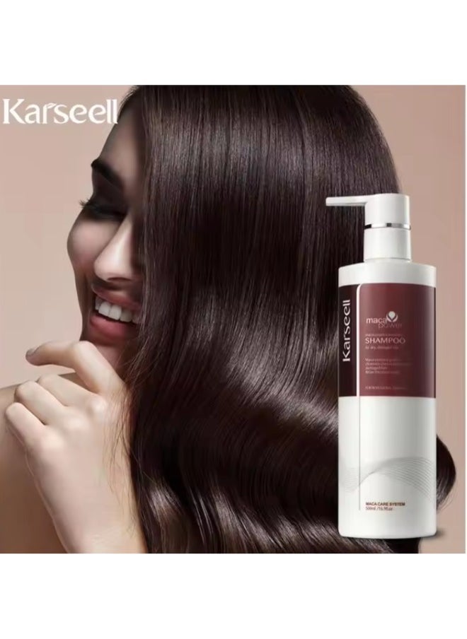 كارسيل - مجموعة كارسيل الفاخرة لإصلاح الشعر الجاف والتالف بخلاصة الماكا والكولاجين وزيت الأرغان المغربي - شامبو 500 مل، ماسك 500 مل، وسيروم زيت 50 مل - Image 1