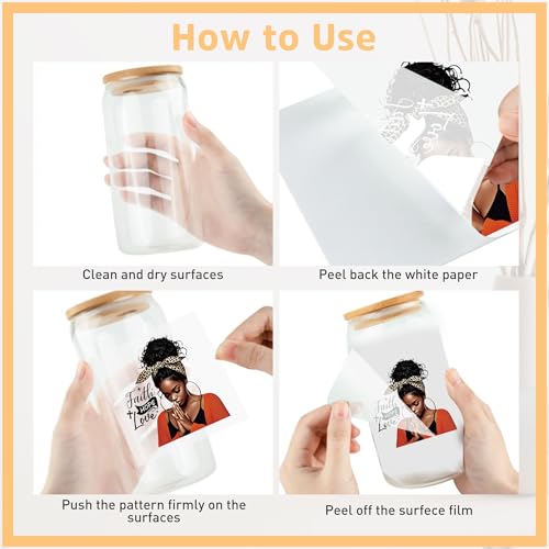 CRASHOT Black Girl UV DTF Cup Wraps - 20 Sheet Pray UV DTF Transfer Decals, Black Girl UVDTF Cup Wraps for Glass, Inspirational Waterproof Transfer Sticker, DIY Crafts for Women - Image 4