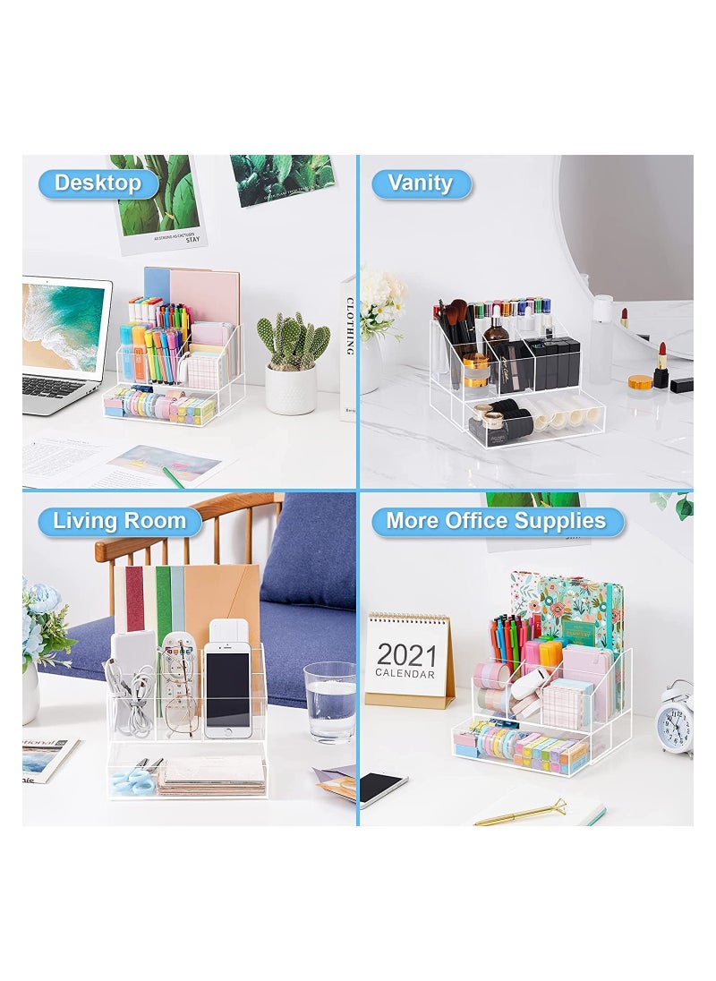 Eworld Clear Acrylic File Holder Pen Storage Organising Stand Desk for Books Papers and Accessories  - Image 4