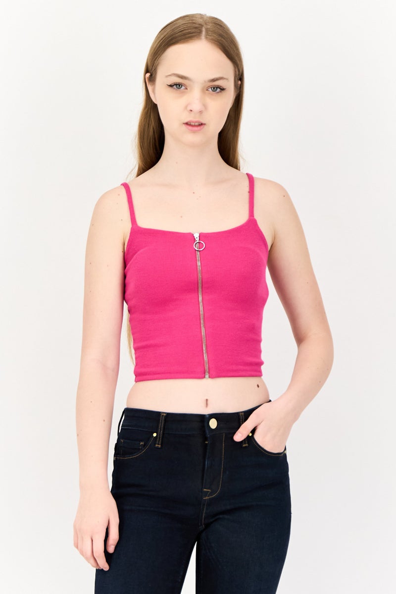 ONLY Women U-Neck Sleeveless Plain Tank Tops, Pink - Image 1