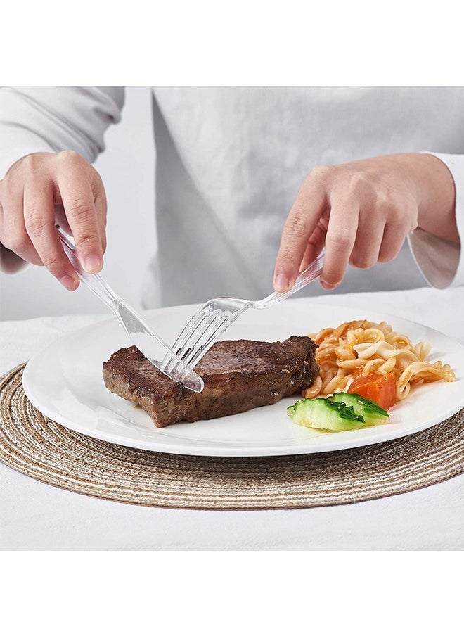 SNH Packing - Clear Plastic Knife Heavyweight Disposable Knife Heavy Duty Clear Cutlery Plastic Utensils Perfect For Parties And Restaurants 50 Pieces. - Image 1