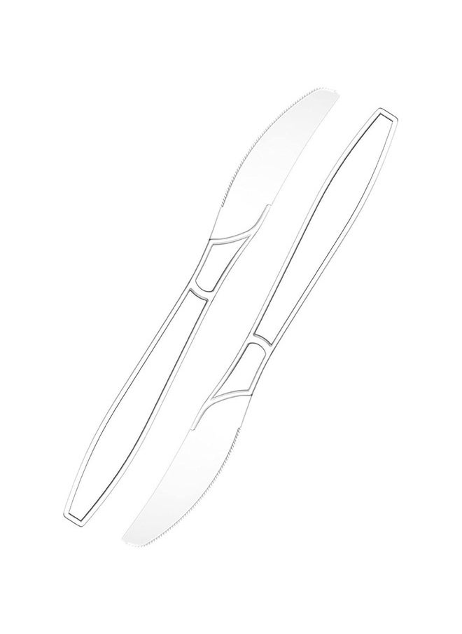 SNH Packing - Clear Plastic Knife Heavyweight Disposable Knife Heavy Duty Clear Cutlery Plastic Utensils Perfect For Parties And Restaurants 50 Pieces. - Image 1
