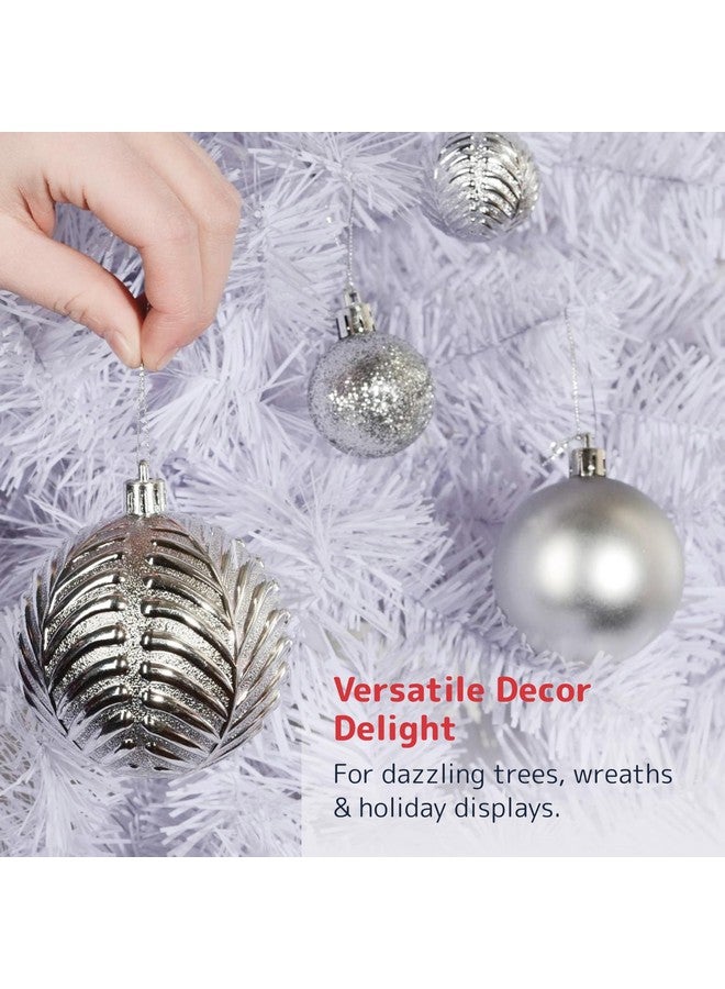 Prextex Christmas Tree Ornaments - Silver Christmas Ball Ornaments Set for Christmas, Holiday, Wreath and Party Decorations (36 pcs - Small, Medium, Large) Shatterproof - Image 4