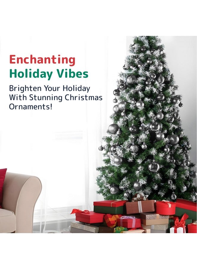 Prextex Christmas Tree Ornaments - Silver Christmas Ball Ornaments Set for Christmas, Holiday, Wreath and Party Decorations (36 pcs - Small, Medium, Large) Shatterproof - Image 2