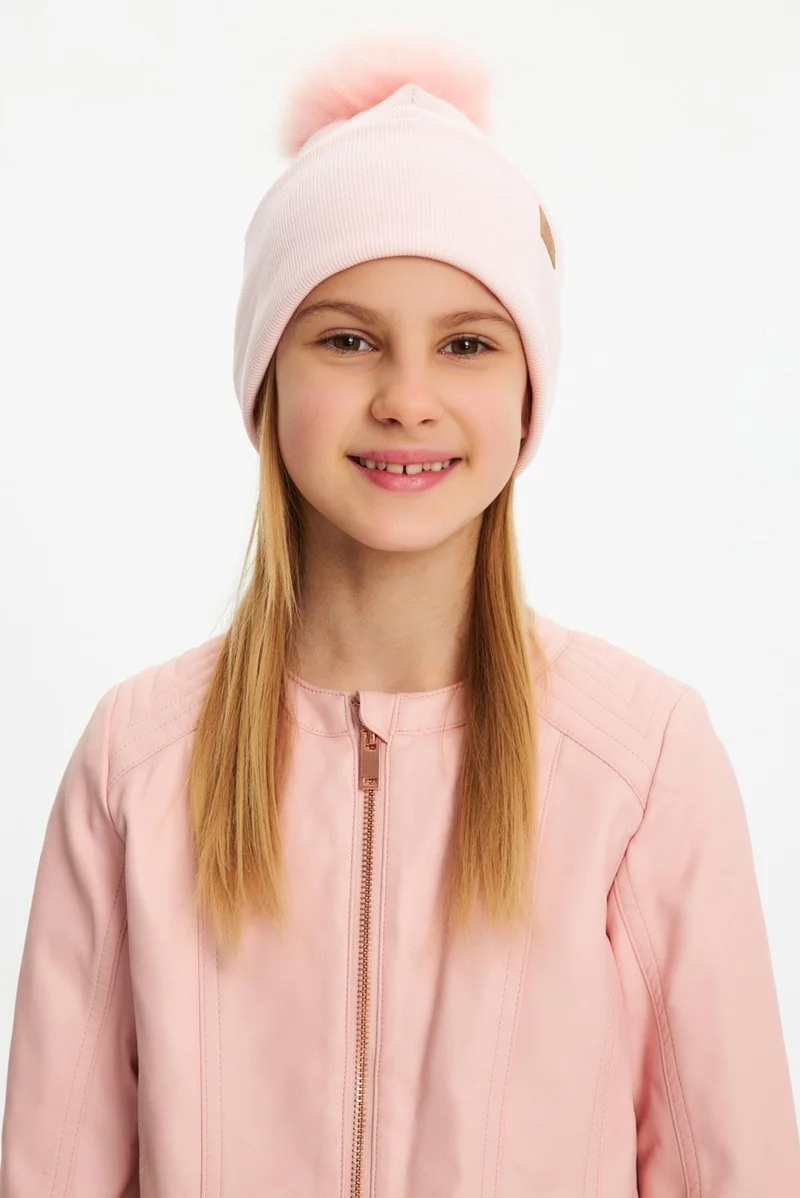 بيبيجيز Powder Girl's Fur Pompom Hat Beanie Cotton Camisole