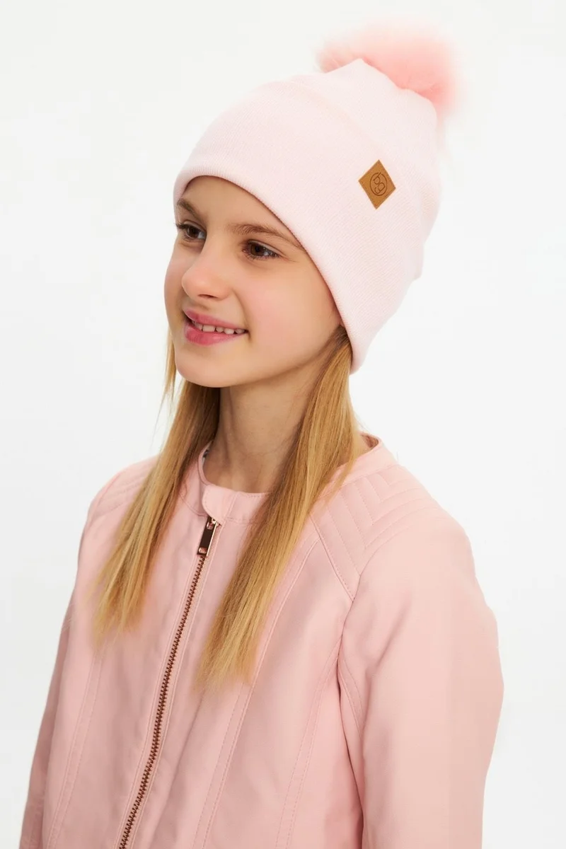 بيبيجيز Powder Girl's Fur Pompom Hat Beanie Cotton Camisole