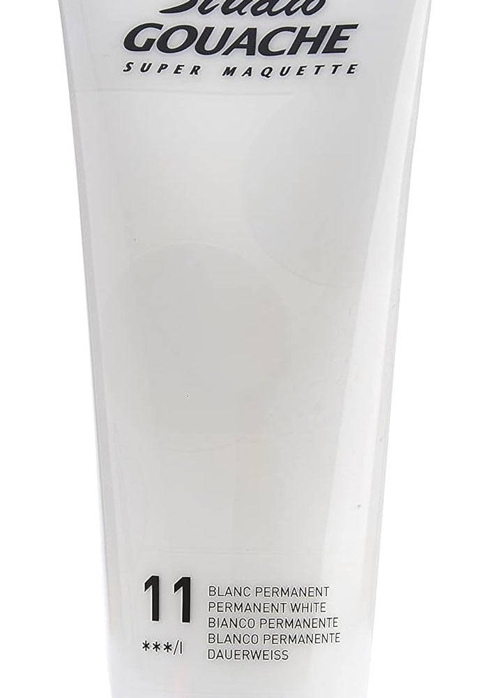 PEBEO Studio Gouache Fluid Paint - Permanent White, 220 ml Velvet Matte Formula - Image 1