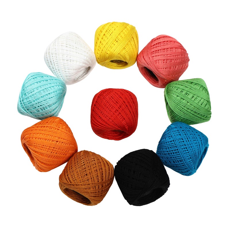 CORIOX Crochet Thread Set Of 10 Ball Crochet Cotton Thread Yarn For Knitting And Craft Making. Size 20 Gram 55 To 60 Mtr Approx (Multicolor 1), 230 Gram - Image 2