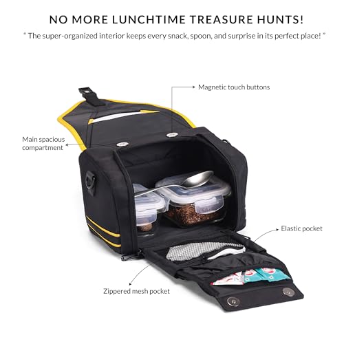 Carriall Zento The Kid's Meal Bag Black & Yellow Tiffin for Daily Use, School, Travel & Picnic, Easy to Clean and Easy to Carry Lunch Bag, 5.2L Storage Capacity for Kids – Boys & Girls - Image 3