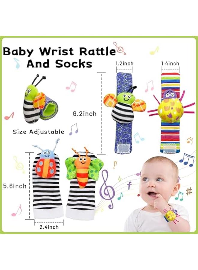 Baby Rattle Socks  Wrist Toys Infant Wrist Rattles and Foot Rattles Newborn Hand  Foot Toys Arm Hand Bracelet Rattle Foot Finder Socks Baby Toys for 0-6, 6-12 Months Newborns Shower - Image 3
