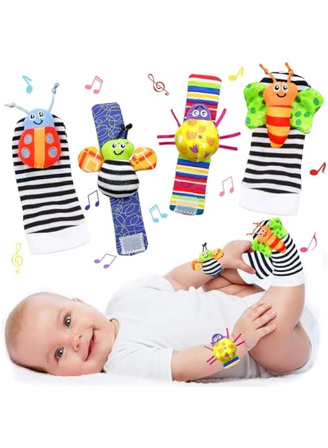 Baby Rattle Socks  Wrist Toys Infant Wrist Rattles and Foot Rattles Newborn Hand  Foot Toys Arm Hand Bracelet Rattle Foot Finder Socks Baby Toys for 0-6, 6-12 Months Newborns Shower - Image 1