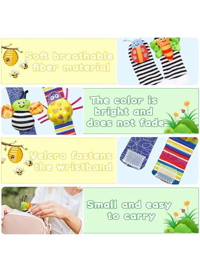Baby Rattle Socks  Wrist Toys Infant Wrist Rattles and Foot Rattles Newborn Hand  Foot Toys Arm Hand Bracelet Rattle Foot Finder Socks Baby Toys for 0-6, 6-12 Months Newborns Shower - Image 2