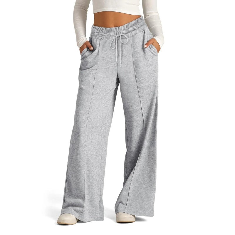 Women's High Waist Wide Leg Sweatpants with Drawstring, Loose Fit Casual Jogger Pants
