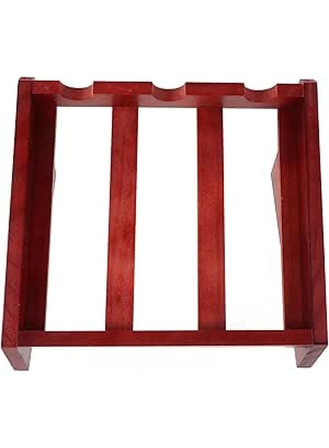 Wooden Wine Rack Holder Stand For 3 Bottles Tabletop Deep Red Home Living Room Decor - Image 1