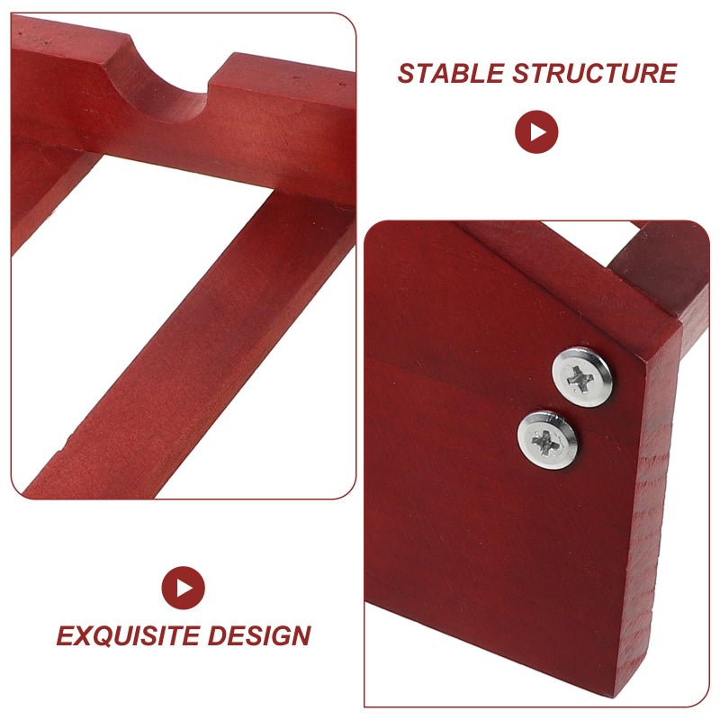 Wooden Wine Rack Holder Stand For 3 Bottles Tabletop Deep Red Home Living Room Decor - Image 4