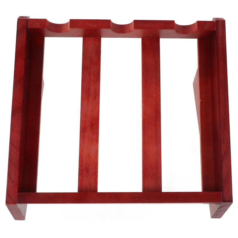 Wooden Wine Rack Holder Stand For 3 Bottles Tabletop Deep Red Home Living Room Decor - Image 2
