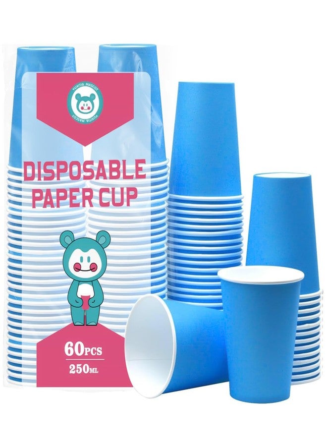 Yuxitia Disposable Paper Cups, 60pcs Blue Paper Cups For DIY Wedding Christmas Party Picnic BBQ Travel and Event 8oz (Blue) - Image 1