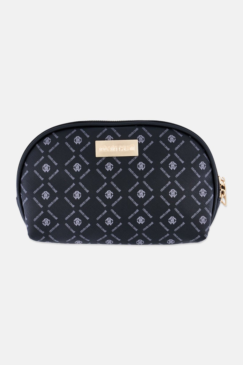 roberto cavalli Women Brand Logo Wash Bag, Black - Image 1