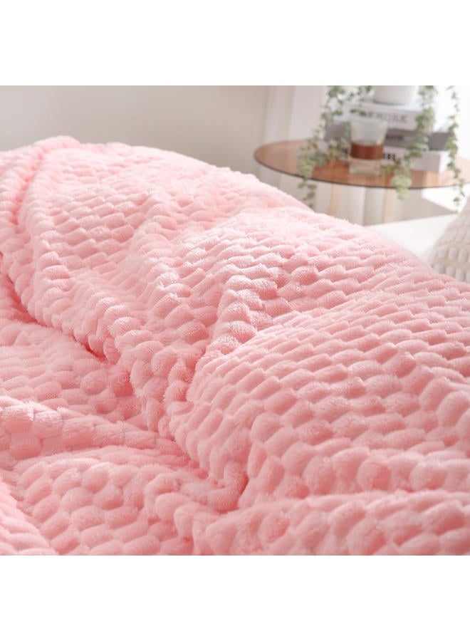 Puncuntex Light Pink Throw Blanket 50"×70" inches Gifts for Mom Fuzzy 3D Jacquard Decorative Flannel Fleece Super Soft Plush Cozy Blanket for Couch Sofa Chair Lightweight - Image 4