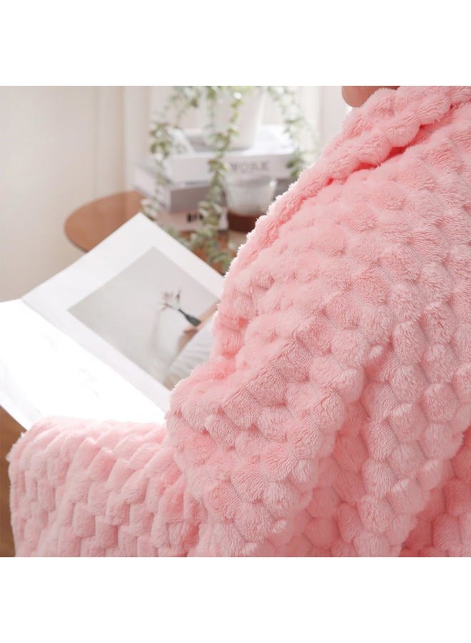 Puncuntex Light Pink Throw Blanket 50"×70" inches Gifts for Mom Fuzzy 3D Jacquard Decorative Flannel Fleece Super Soft Plush Cozy Blanket for Couch Sofa Chair Lightweight - Image 5