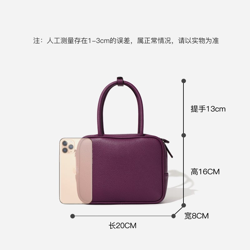 Spring Style Leather Bowling Bag 2025 Spring Women'S Textured Crossbody Bag Versatile Commuter Shoulder Bag Handbag - Image 5